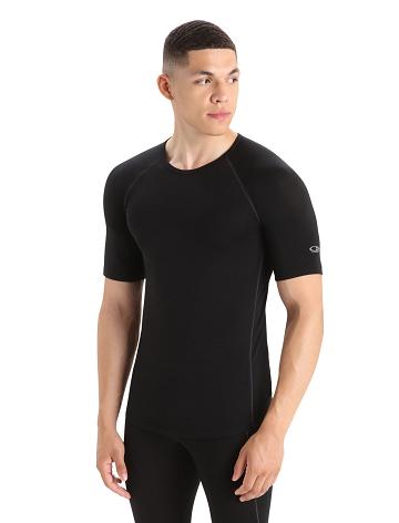 Black Icebreaker BodyfitZone™ Merino 150 Zone Short Sleeve Crewe Thermal Top Men's Base Layers | AU 1334ILHS